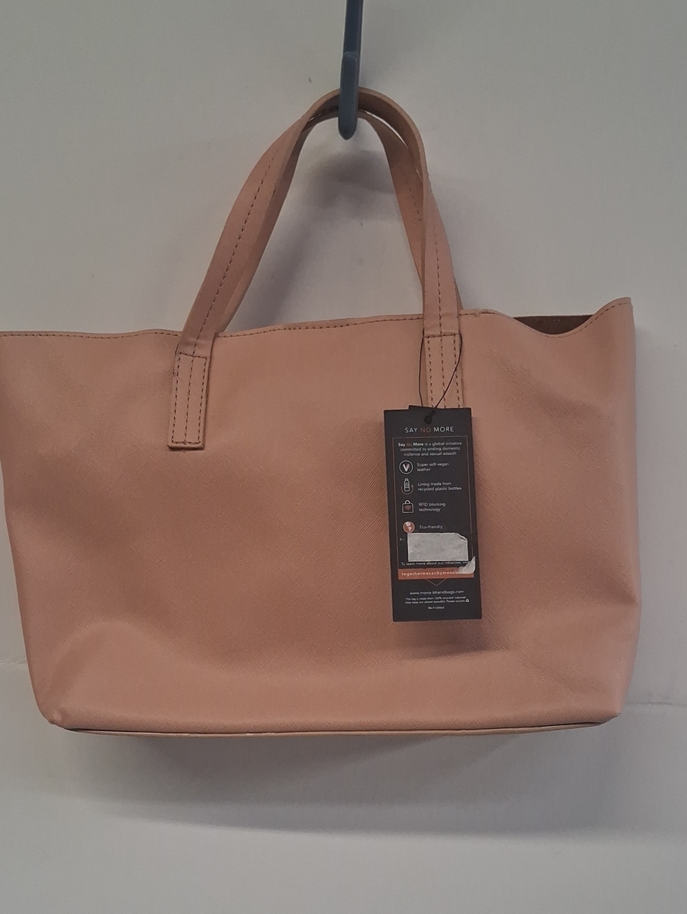 NWT Women's Mona B 2pc Leather Tote Bag in Blush Pink